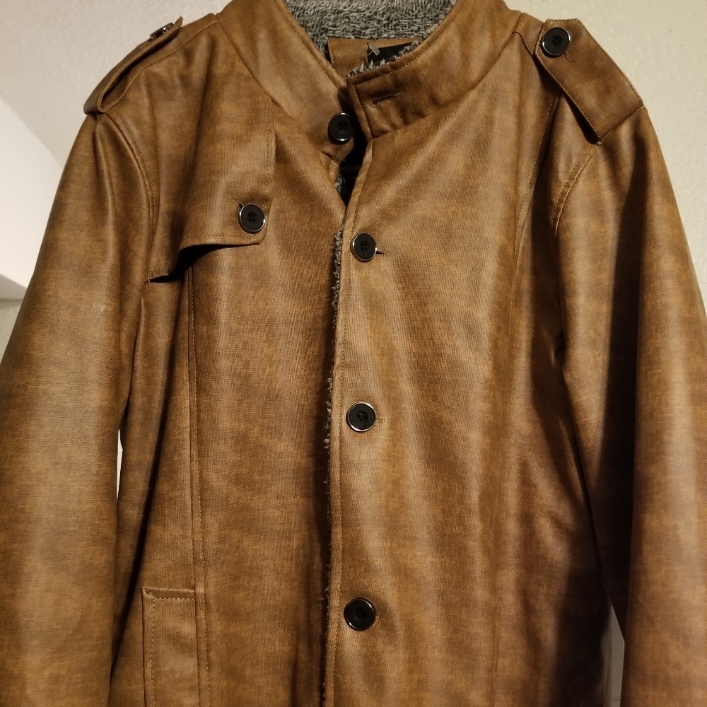 Vintage Brown Faux Leather Jacket 70s